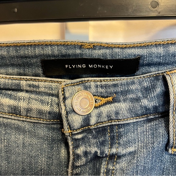 Flying Monkey Size 29 Midrise Distressed Bootcut Jeans Medium Wash cowboy grunge - Picture 7 of 10